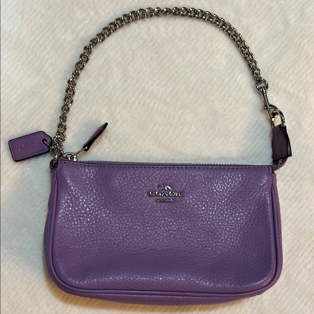 Coach Purple Pebbled Leather Wristlet